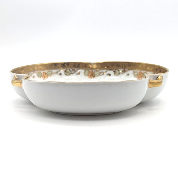 Antique Noritake Morimura Nippon Scalloped Dish with Moriage Gilding and Handles - Picture 8 of 12
